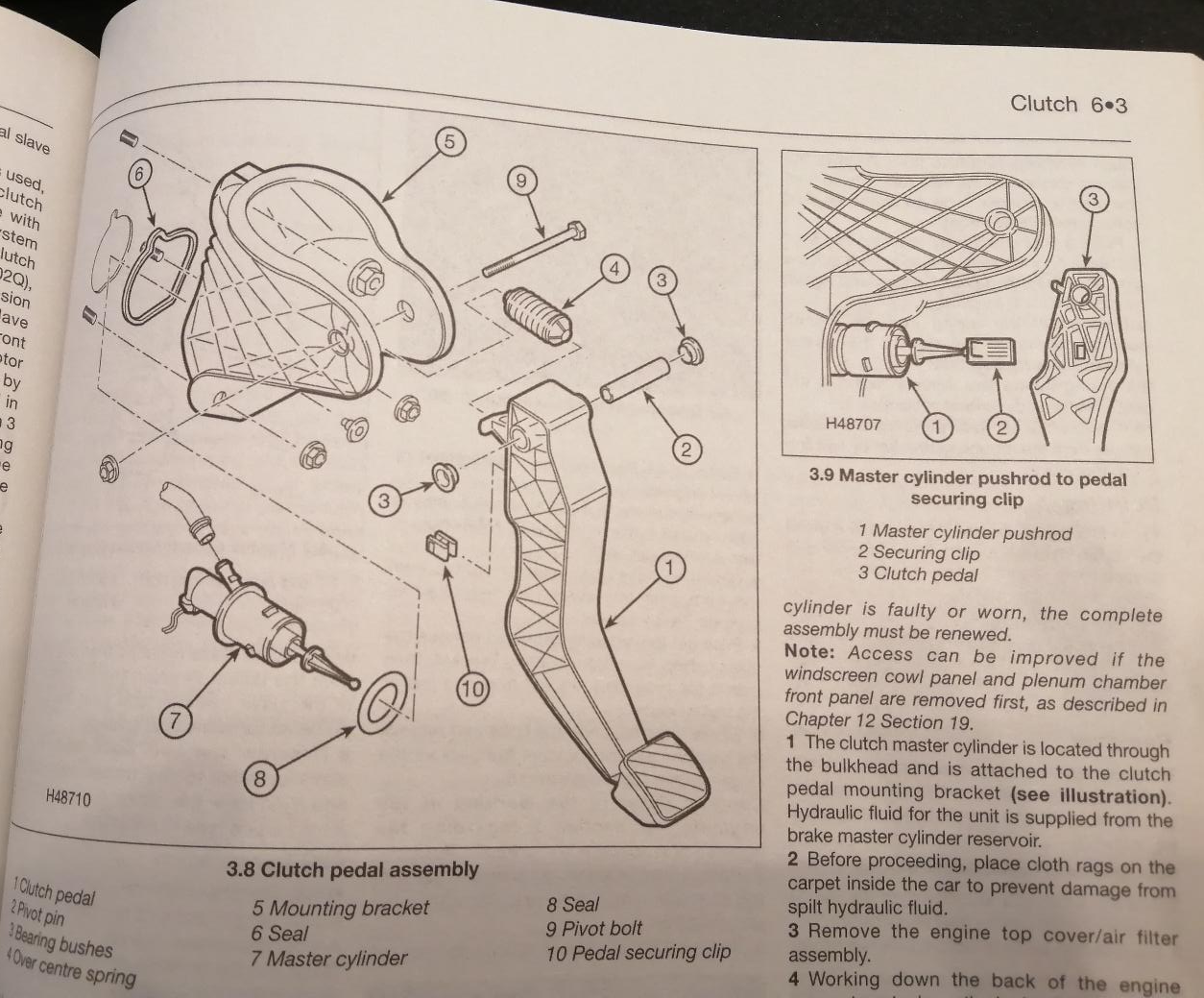 Clutch biting point at top of pedal.