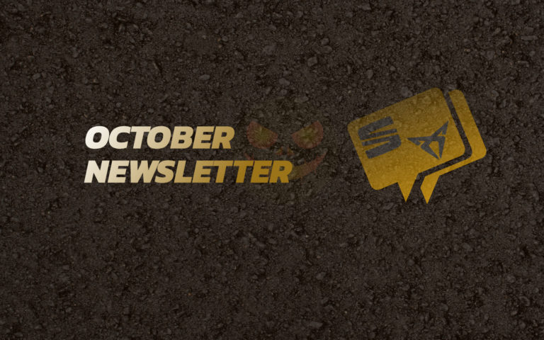 October newsletter title with a tarmac background