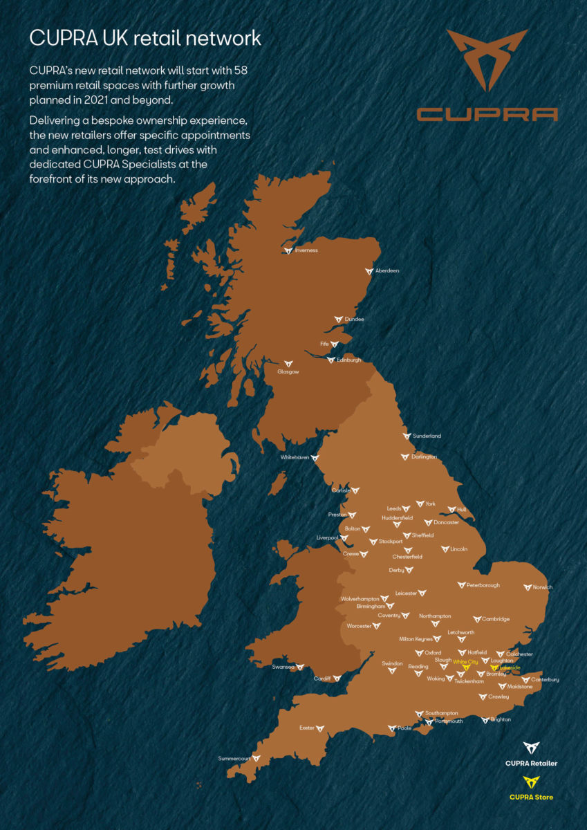 CUPRA UK retail map