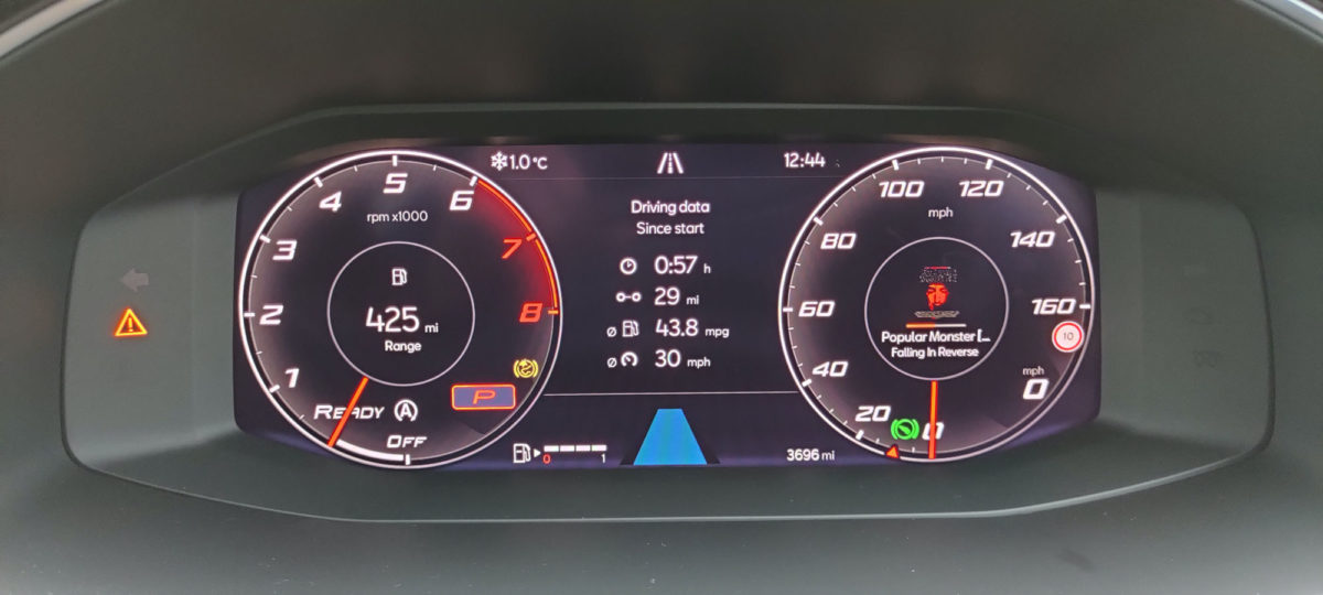 Close up of the digital dashboard