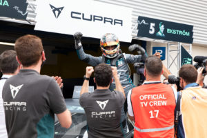 CUPRA Racing driver celebrating