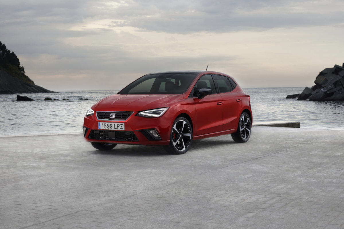 SEAT Ibiza in red by the sea