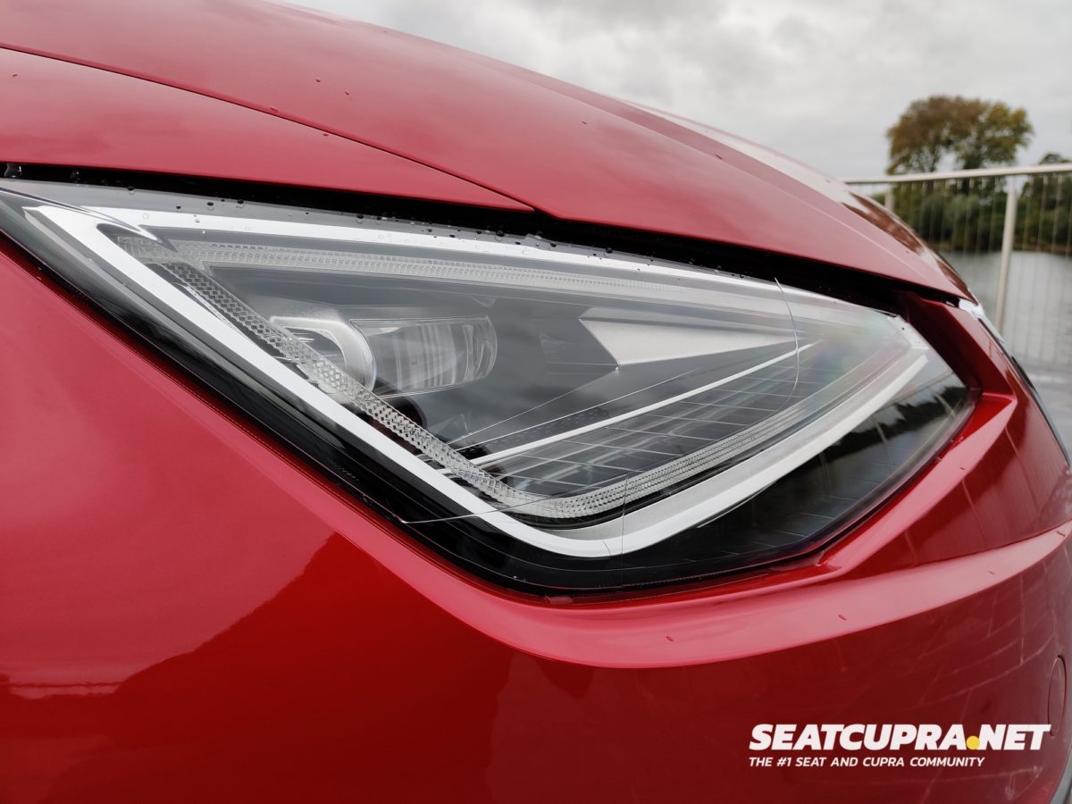 Close up of the Red SEAT Ibiza FR Sport' front light
