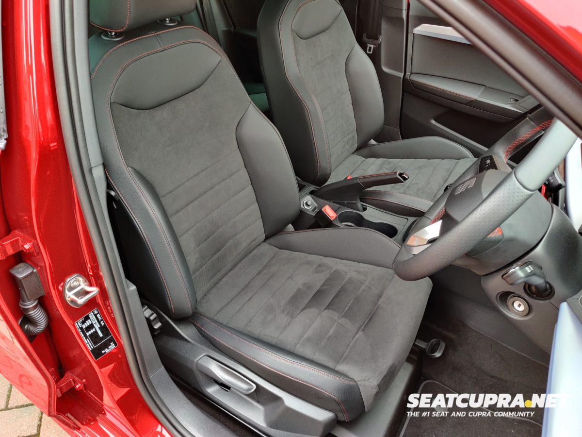 The driver's seat of the SEAT Ibiza FR Sport