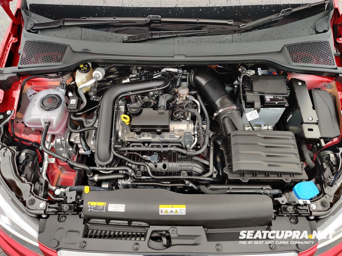 The engine bay of the SEAT Ibiza FR Sport