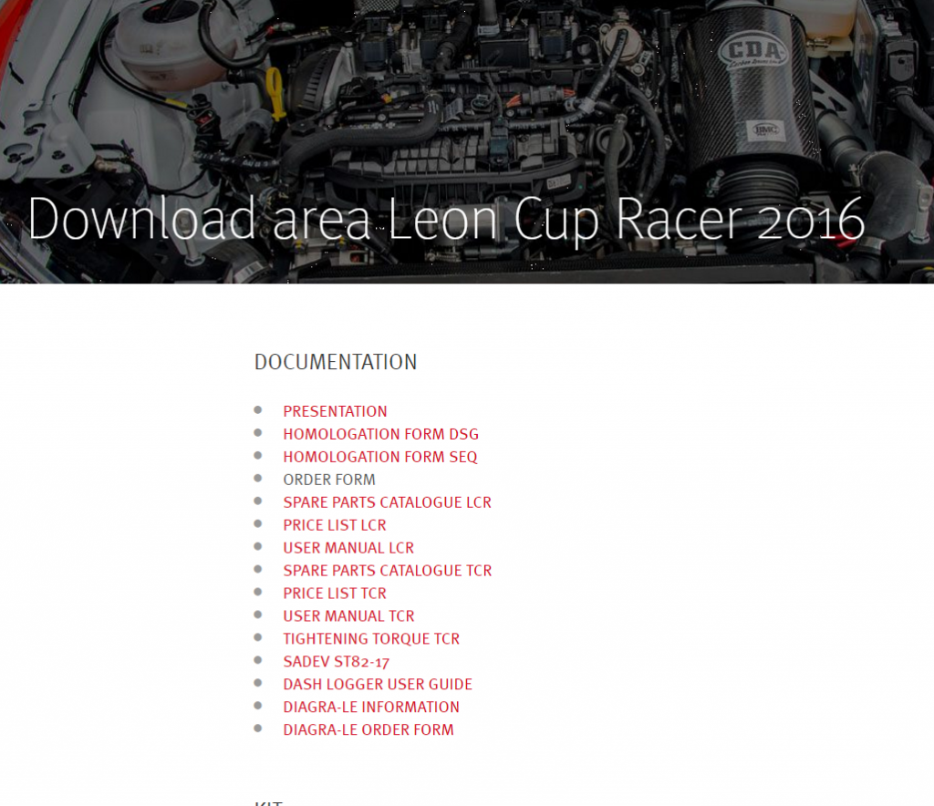 Leon Cup Racer documents